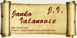 Janko Valanović vizit kartica